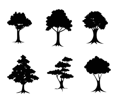 Premium Vector A Collection Of Trees And Shrubs Set Of Plant And Tree