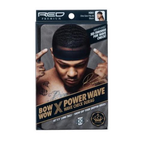 Bow Wow X Power Wave Wave Check Durag Black Red Premium By Kiss