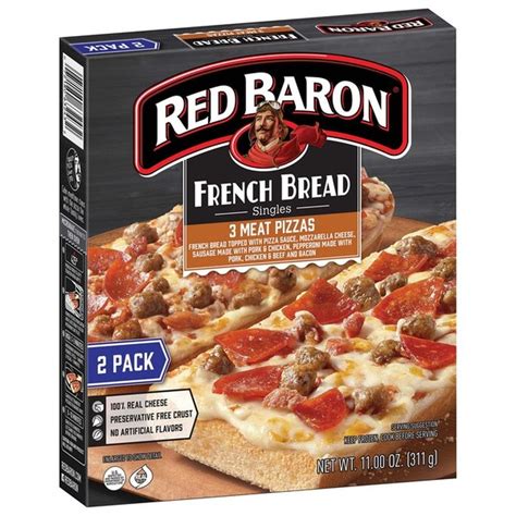 Red Baron French Bread Singles 3 Meat Pizzas