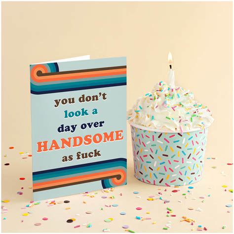 Handsome As Fuck Birthday Card Retro Birthday Card Dazzling Daisies