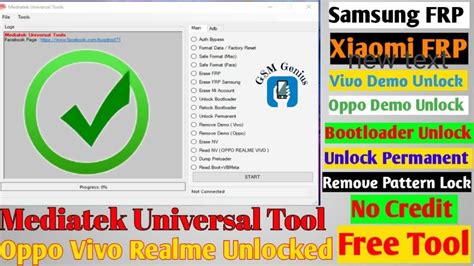 Mediatek Universal Tools All Mtk Cpu Unlock Tool One Click Frp Pin