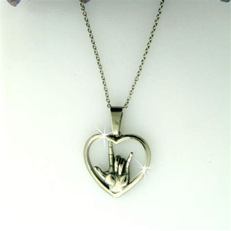 14k Solid Gold Asl Sign Language Necklace I Love You Asl Etsy