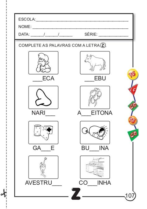 Palavras Terminadas Com Z - Lista De Palavras Z Para Criancas Só Escola Atividades Com A Letra