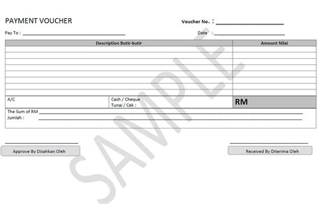Contoh Payment Voucher Format Sample Baucer Pembayaran