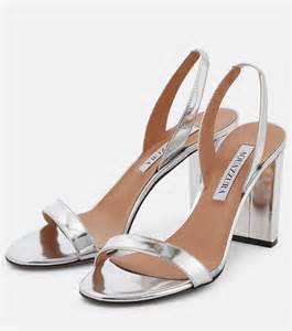 So Nude 85 Metallic Leather Sandals In Silver Aquazzura Mytheresa