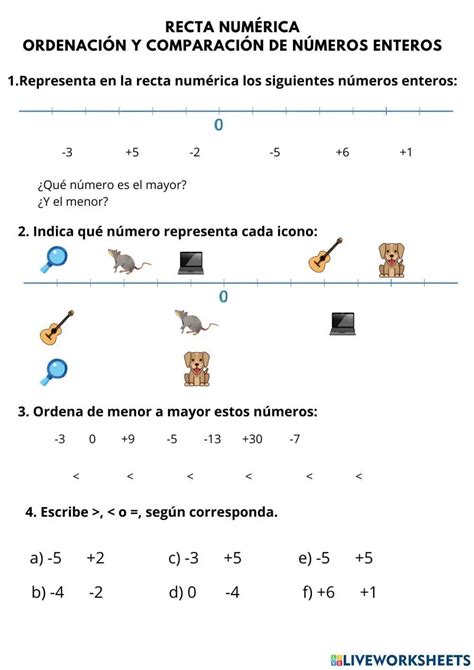 Actividades En La Recta Numérica Números Enteros Y La Inteligencia