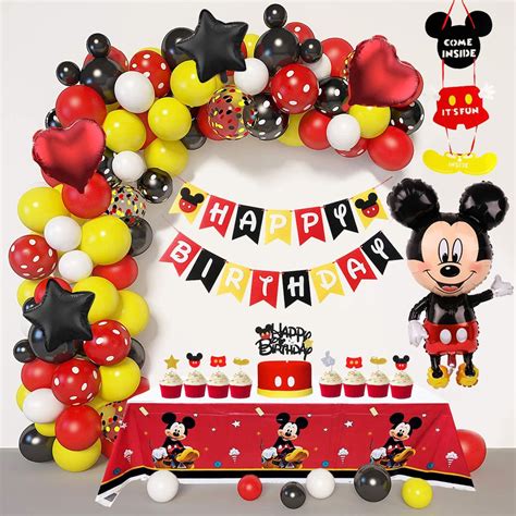 Mickey Mouse Birthday Decorations, Balloon Arch Garland Kit, Happy ...