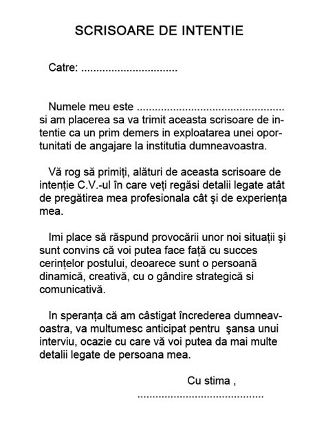 Scrisoare De Intentie Profesor