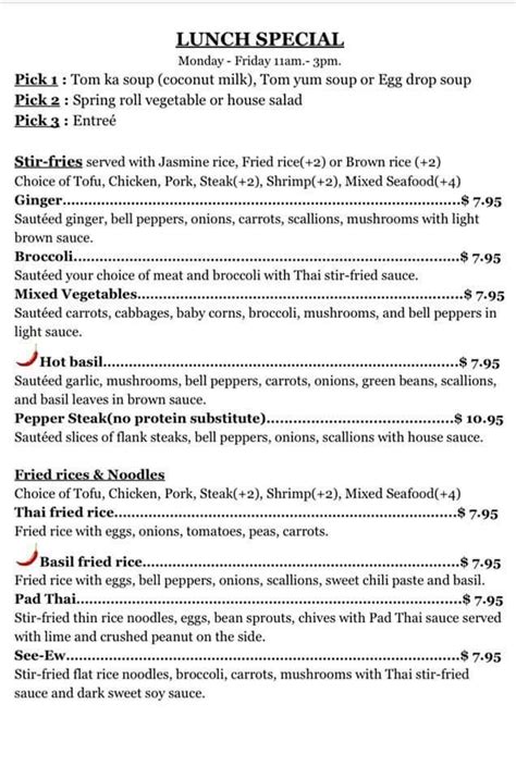 Menu At Aroy Thai Restaurant Mobile