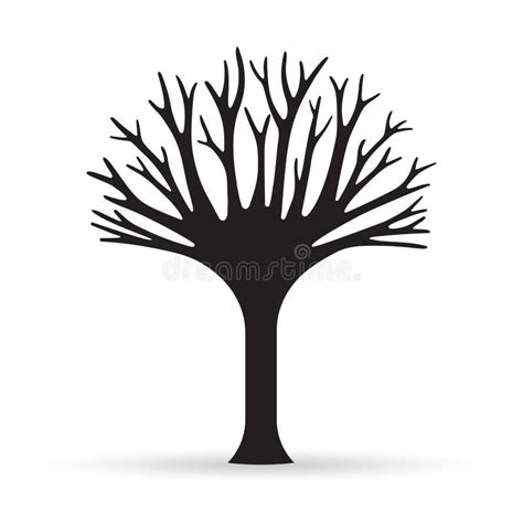Tree Icon With Naked Branches Black Silhouette Stock Vector Illustration Of Drawing Abstract