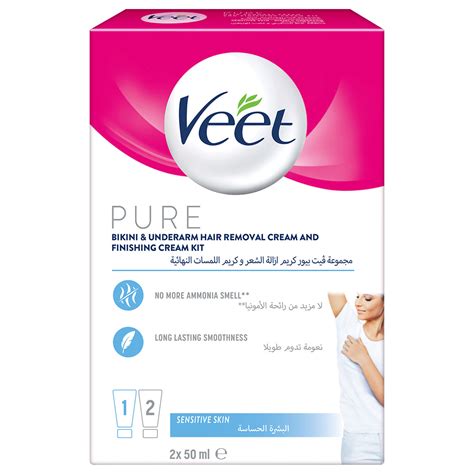 Order Veet Bikini Underarm Hair Removal Cream Finishing Cream Pack Of 2 50ml Now Jomla Ae
