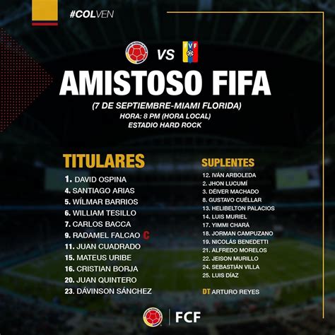 Colombia Alineación Vs Venezuela Capsulas De Carreño