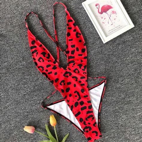 High Quality Sex One Piece Leopard Print Micro Bikini Summer Women