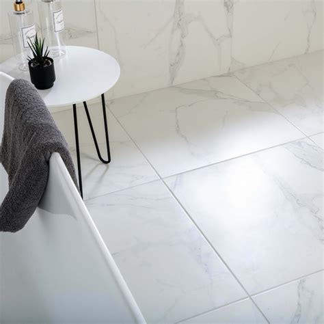 Cappella White Matt Marble Effect 600x600 Tiles Walls Floors