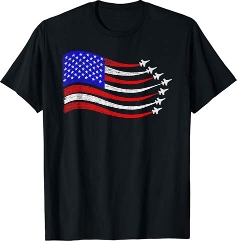Hot Trending T Shirt With American Patriotic Fighter Jets Usa Flag Waving Th Of July T Shirt