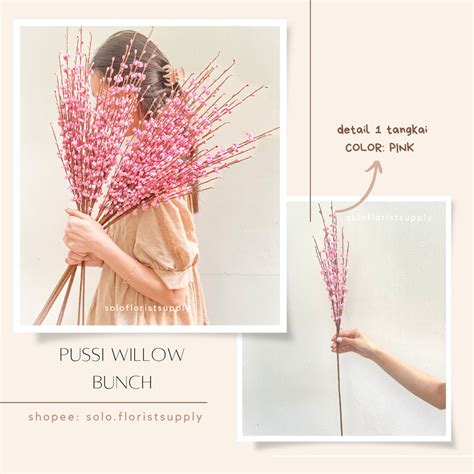 Jual Artificial Pussy Willow Spray Flower Bunga Kering Dekorasi Hiasan Imlek Cny Rumah Pesta