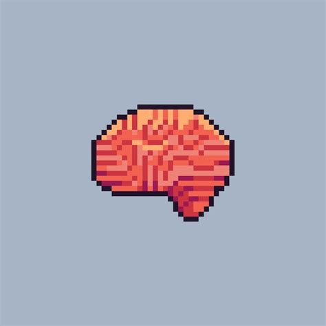 Icône de vecteur de cerveau pixel art Vecteur Premium