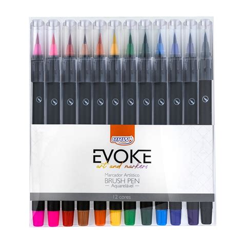 Marcador Artístico brw Evoke Brush Pen Aquarelável 12 cores Submarino