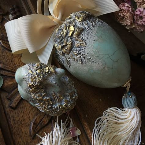 «Beige / Turquoise» Пасхальное Интерьерное Яйцо – заказать на Ярмарке ...