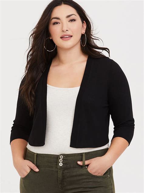 Black Open Front Shrug Shrug Sweater Plus Size Cardigans Shrug For