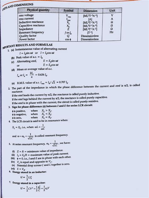 Alternating Current Class 12 Short Notes Pdf