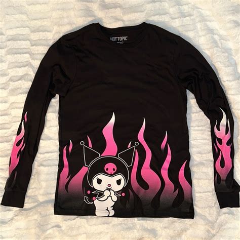 Sanrio Tops Hot Topic X Sanrio Kuromi Pink Flames Long Sleeve Shirt