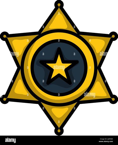 Sheriff Badge Icon Editable Bold Outline With Color Fill Design