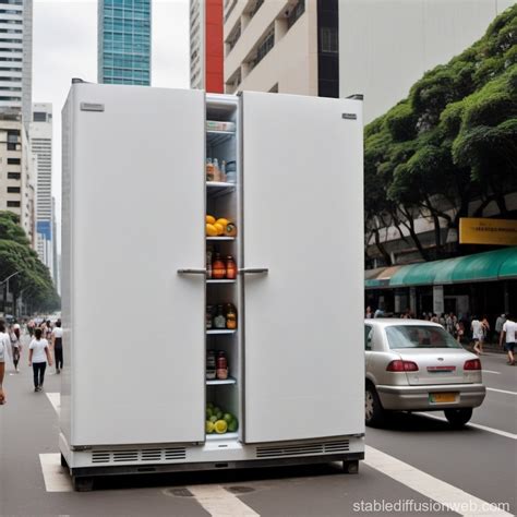 Giant Refrigerator On Avenida Paulista Stable Diffusion Online