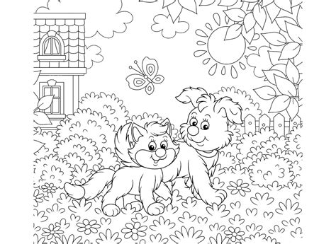 Распечатать раскраски "Кошка и Собака" | Аналогий нет