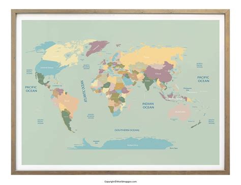 Large World Map Poster in Vintage, Authagraph & Printable