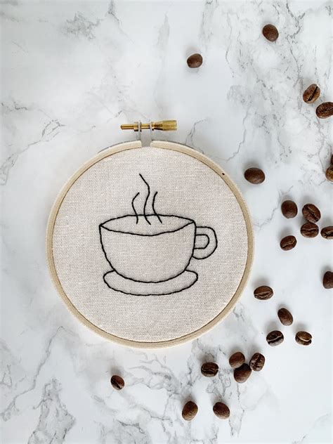 Coffee Cup Embroidery Desenhos Bordados M O Id Ias De Bordado