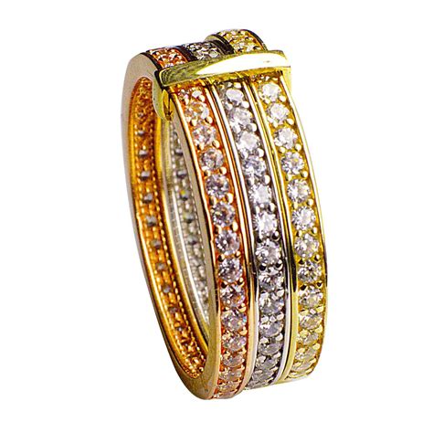 Gold Damen Ring Farbig Reihig Tricolor Gold Youluxe De