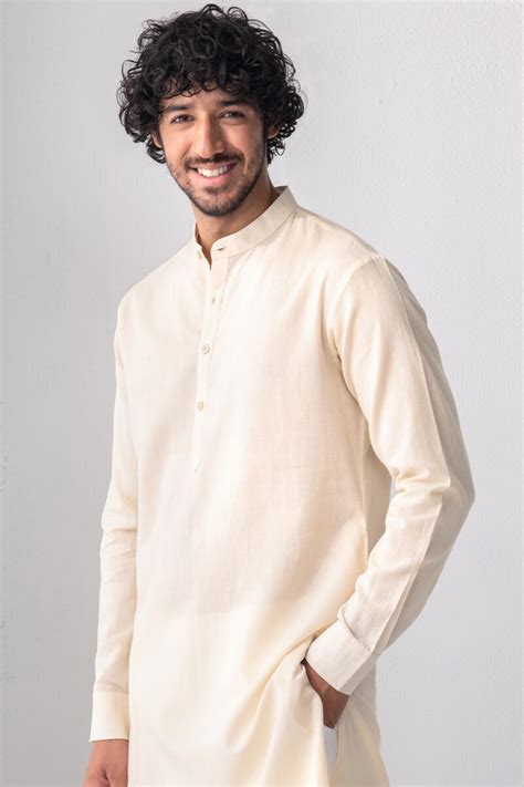 Buy Yellow Handcrafted Cotton Kurta For Men Fgmnk Farida Gupta