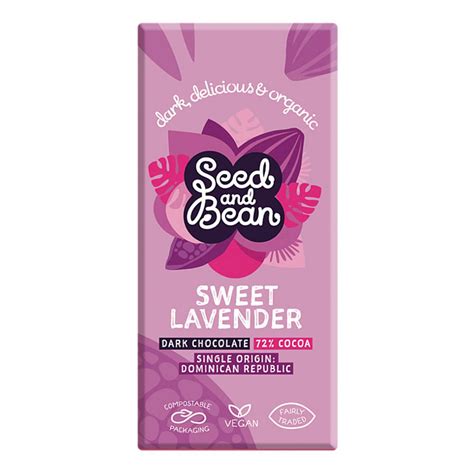 FairTrade Organic Lavender Dark Chocolate 72% in 75g from Seed and Bean
