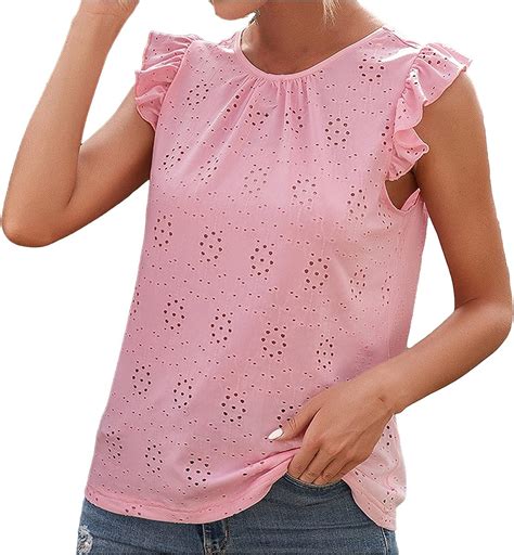 Spitze T Shirt Damen Sommer Spitze Hohler Sexy Rundhals Kurzarm Shirt