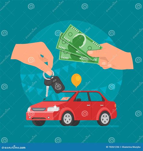 Car Sale Vector Illustration. Customer Buying Car from Dealer Concept