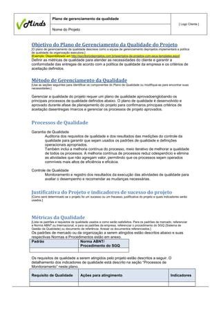 Plano De Gerenciamento Da Qualidade PDF