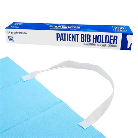 Plastcareusa Disposable Bib Holders W Easy Peel Self Adhesive Tabs