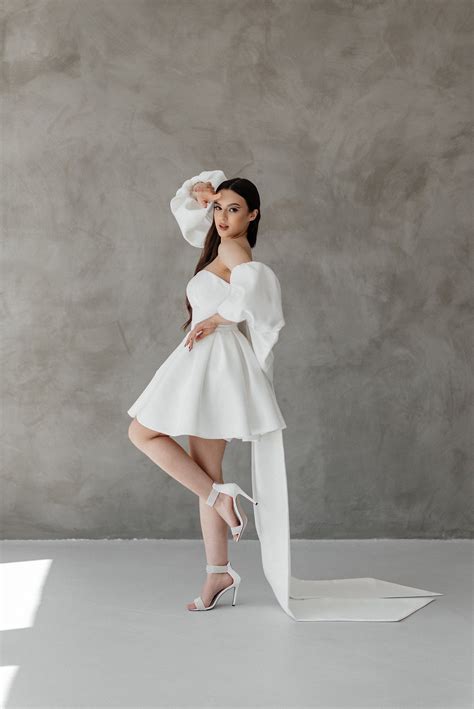 Mini Wedding Dress. Wedding Dress. Short Wedding Dress With a Bow