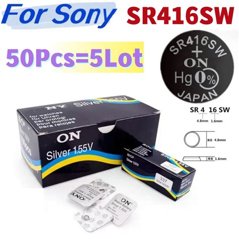 50pcs-Battery-For-SONY-337-SR416SW-AG6-LR416-337A-Silver-Oxide-Button ...