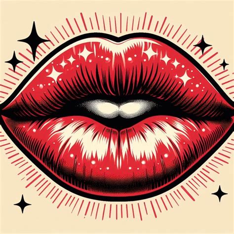 Premium Photo Vector Pinup Style Lip Print