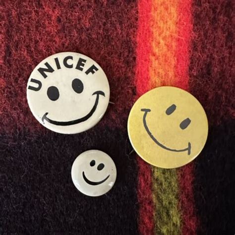 Vintage S S Lot Of Smiley Face Pinback Buttons Unicef