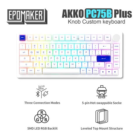Buy EPOMAKER AKKO PC75B Plus Hot Swappable RGB Mechanical Gaming Keyboard Bluetooth 5 0 2 4Ghz