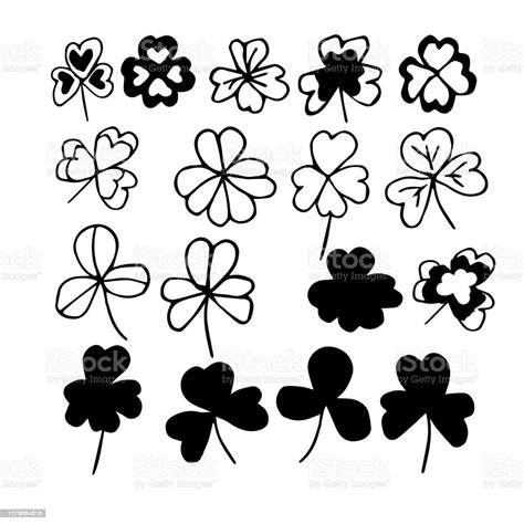 Collection Of Vector Shamrock Clover Icons For St Patricks Day