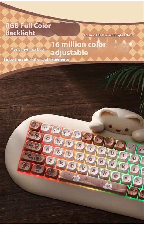 Keynouo C68 Cat Silicone Mechanical Keyboard Wireless Bluetooth Tri Mode High Appeara Hot Swap