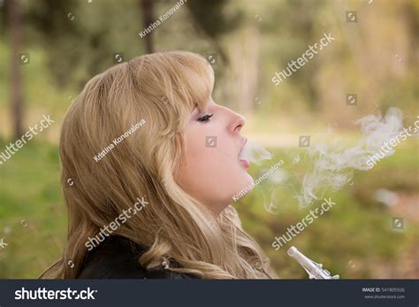 Sexy Blonde Big Breasts Smokes Hookah Stock Photo Shutterstock