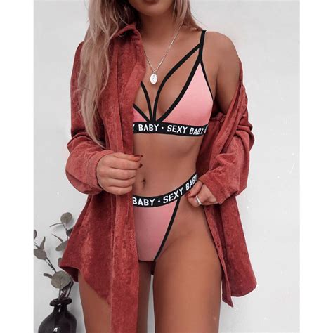 Conjunto De Lingerie Sexy Bra Carta De Tr S Pontos Biqu Ni Shopee Brasil