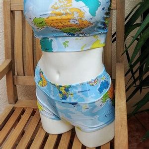 World Map Swimsuit Bikini Or One Piece Etsy