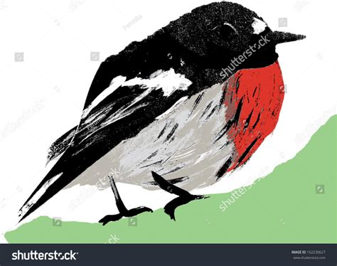 Painted Robin Bird Redbreast Vector Illustration Stock Vector 162230627