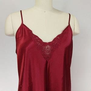 Vintage S Peignoir Lingerie Set Nightgown Robe Inner Most Red Size M Damask Etsy
